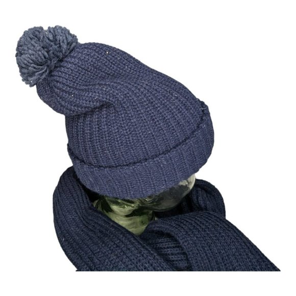 Navy Blue Scarf and Matching Hat One Size Fits Most - Picture 6 of 9